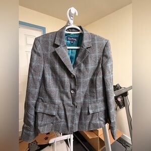 Evan Picone Women's Gray Checkered Blazer